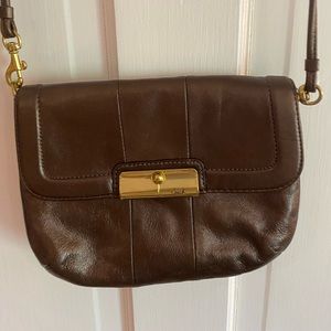 Coach Metallics Bronze Leather Crossbody Bag with Built in Wallet